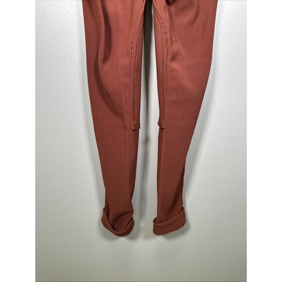 AMERICAN APPAREL RIDING PANT S Ribbed Equestrian Henna Rust Brown High Rise - Picture 3 of 10